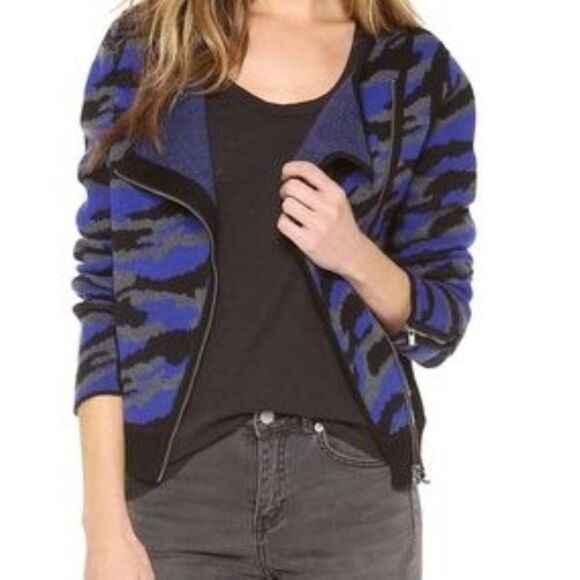 Diane von Furstenberg moto sweater Jacket XS St Regis Full Zip 100% Wool - Picture 15 of 15